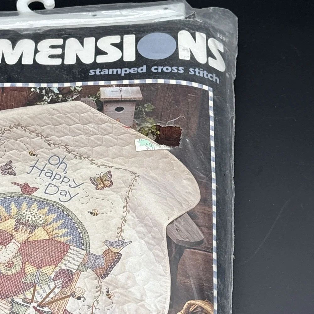 Vintage Dimensions 3201 Sunny Days Angel Stamped Cross Stitch Crib Quilt Kit NOS